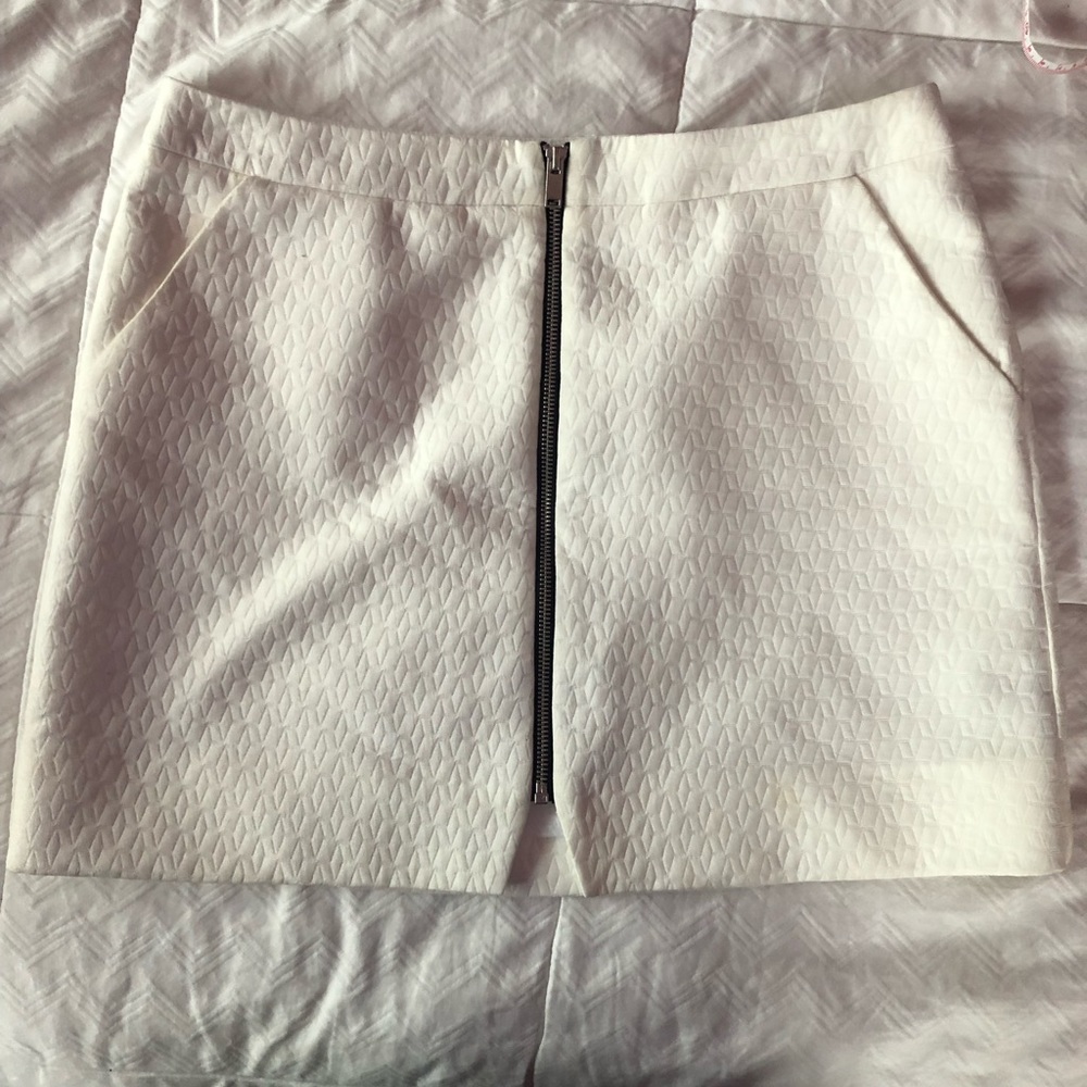 Topshop White Zip Front Mini Skirt